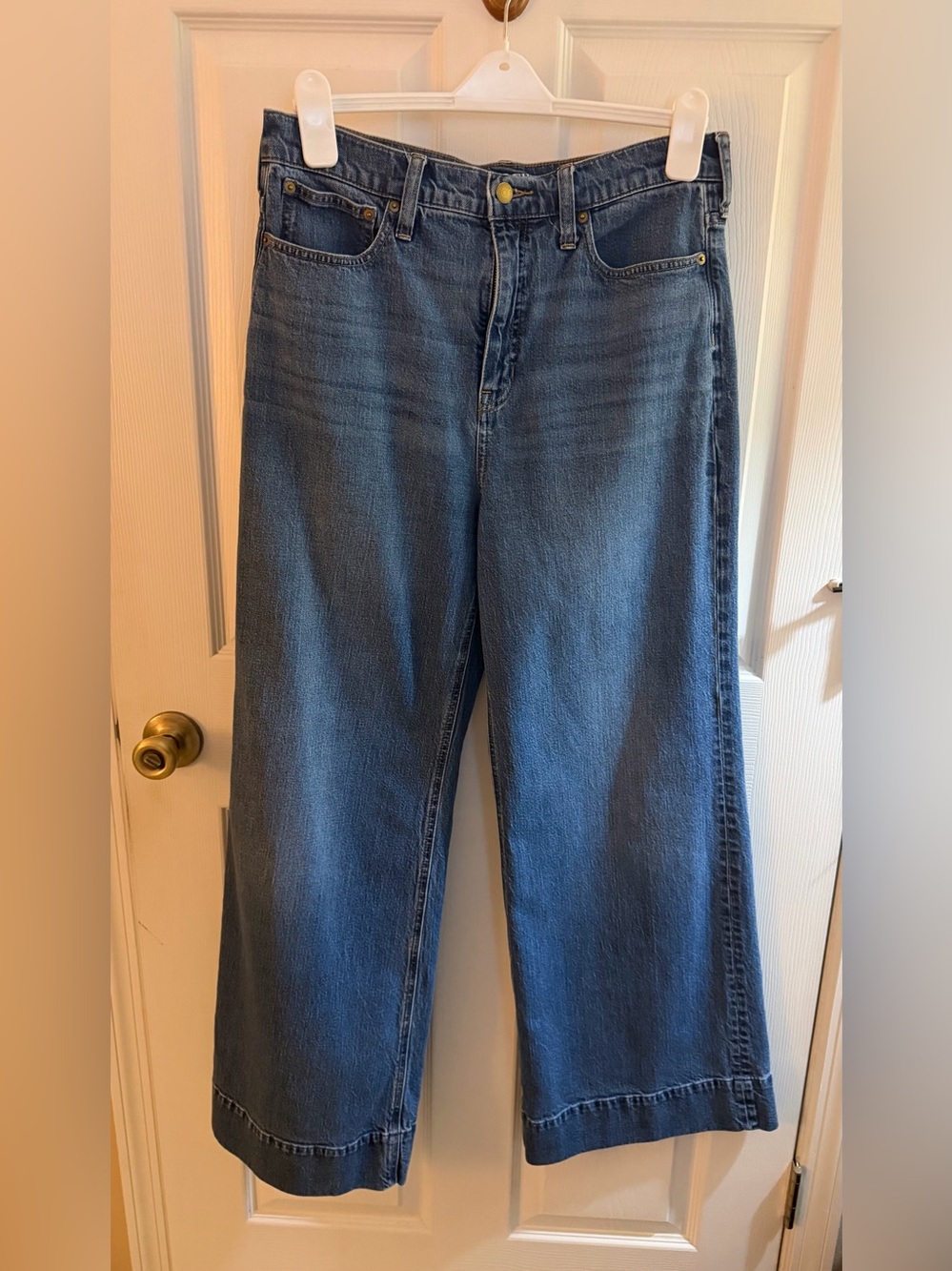 J. Crew High-Rise Wide Leg Trouser Jeans in Medium Blue - Picture 6 of 8